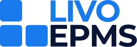 cropped-Group-1410103950png - LIVO ERP LIVO EPMS logo featuring blue stacked squares to the left and the text 'LIVO EPMS' in blue and navy.